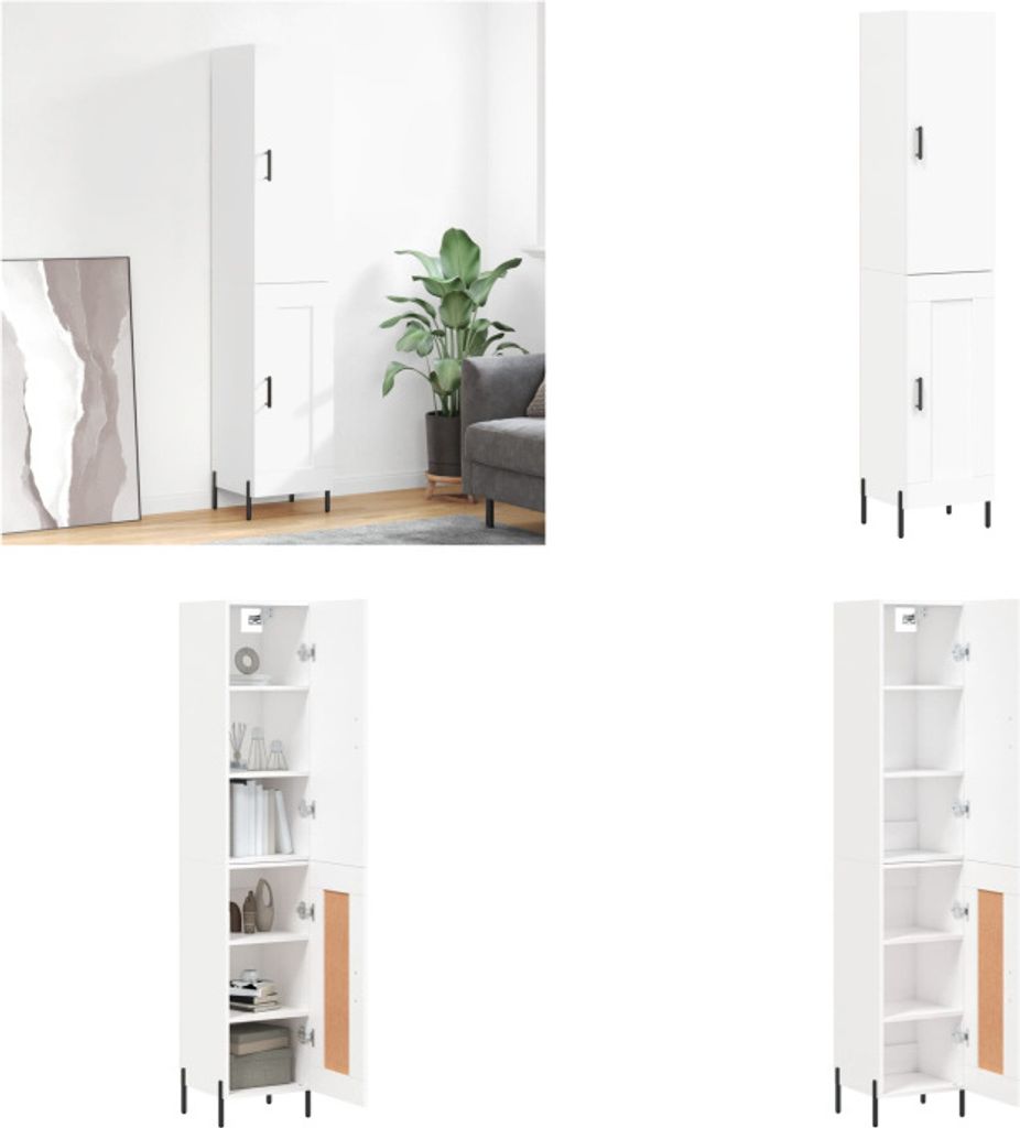 vidaXL Highboard Weiß 34,5x34x180 cm Holzwerkstoff - Highboard - Highboards - Sideboard - Schrank