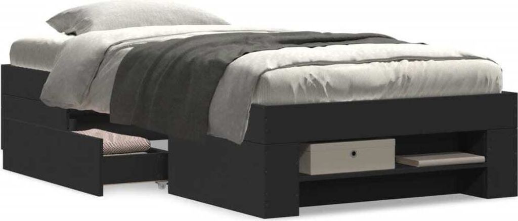 Maison Exclusive - Bettgestell Schwarz 90x200 cm Holzwerkstoff
