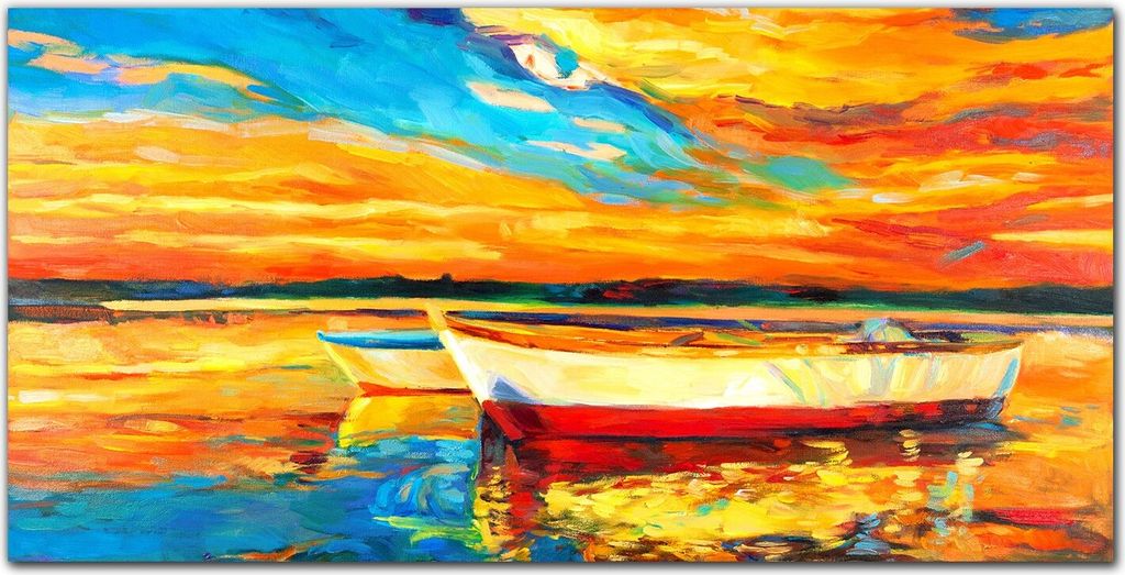 Coloray Bild aus Acryl 140 cm x 70 cm - Wanddekoration Wohnzimmer Bild auf Acrylglas Gehärtetes Acryl Dekoration Küche - Hafen Sonnenuntergang Hi...
