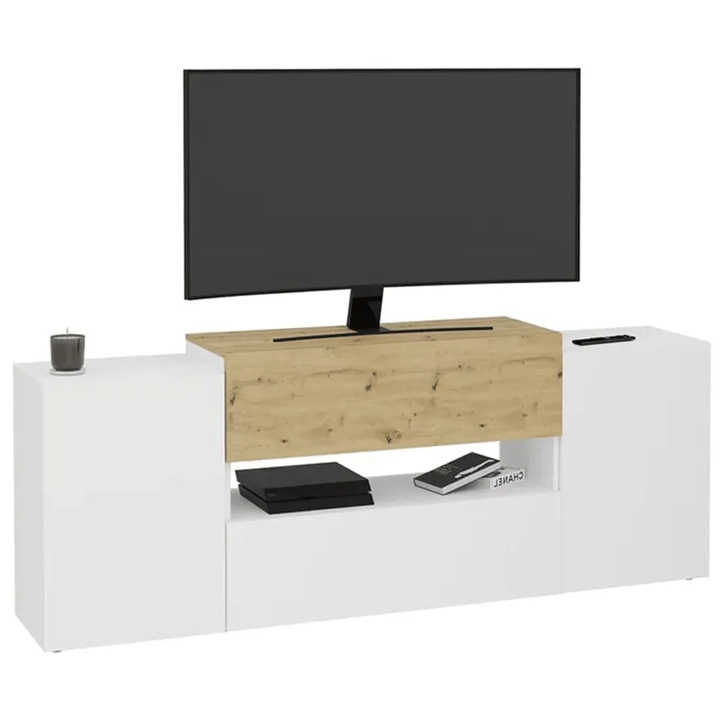 Grand Banc TV 182 cm avec Rangements Olpe - Buffet Multimédia Moderne