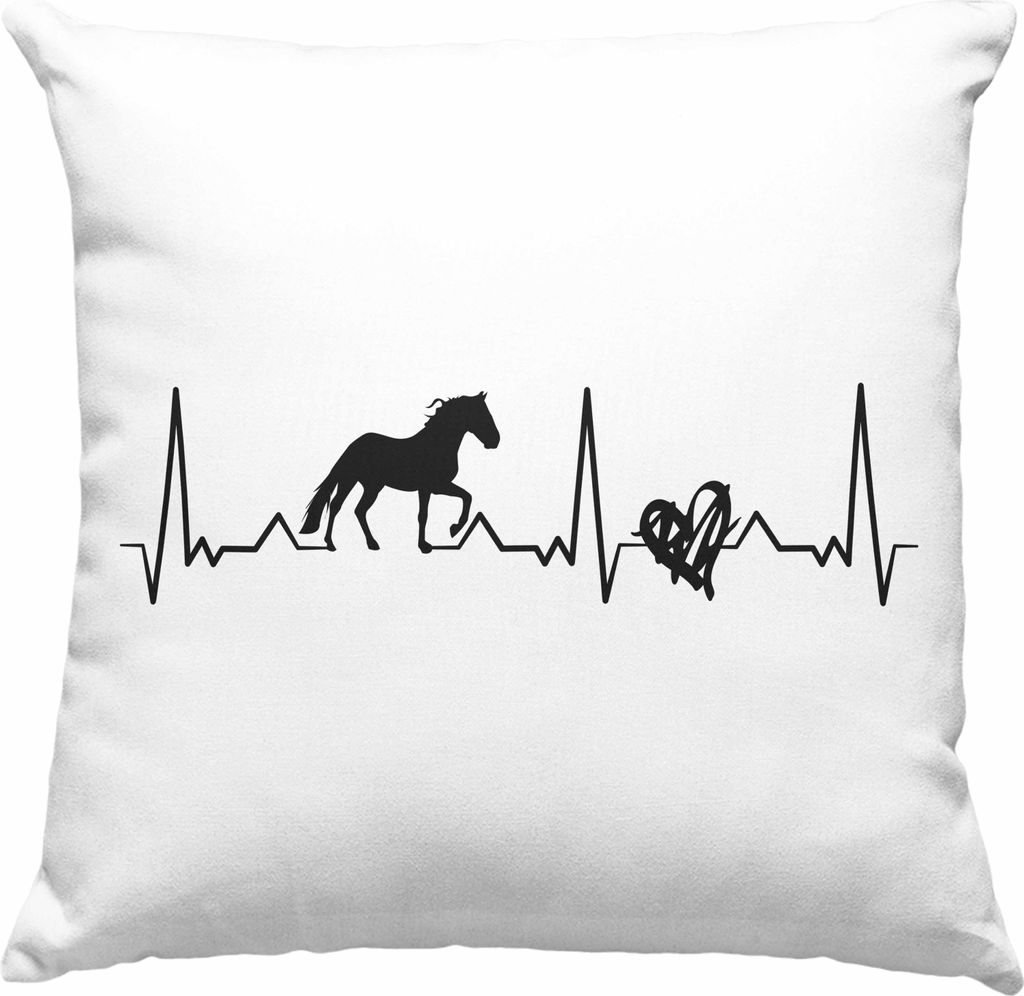 Trendation - Lustige Reiter Sprüche Geschenk Deko-Kissen mit Füllung 40x40 Reiterin Pferde Mädchen Geschenkidee Pferde Herzschlag Herz (Rosa)