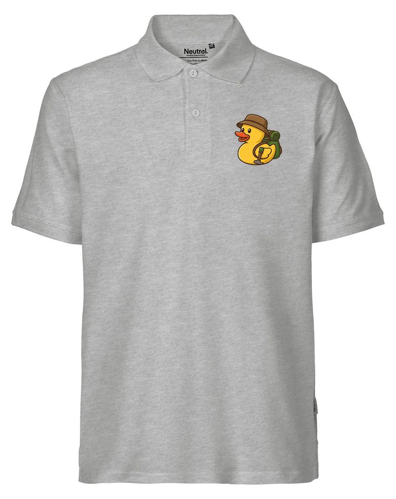 Huuraa Herren Polo Shirt Quietscheente Wanderer Gummiente Hiking L Sport Grey Bio Baumwolle Fairtrade Poloshirt Geschenkidee