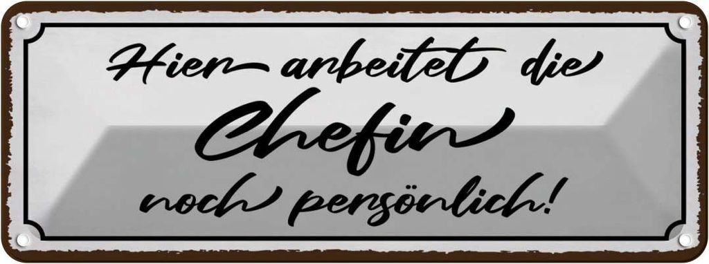 vianmo Blechschild 10x27 cm hier arbeitet die Chefin noch Spruch Zitat