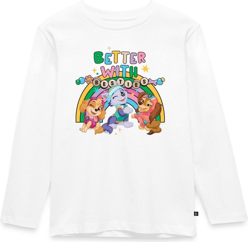 Spreadshirt Paw Patrol Skye Everest & Liberty Beste Freunde Kinder Premium Langarmshirt, 134/140 (8 Jahre), Weiß