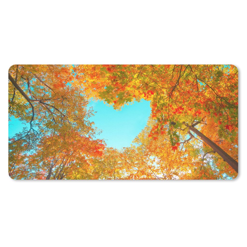 MuchoWow Mauspad Mousepad Bäume - Herbst - Herz - Natur - Orange - Herz 60x30 cm - Mousepads - Maus Mat - Pad - Mausunterlage - Nachhaltig