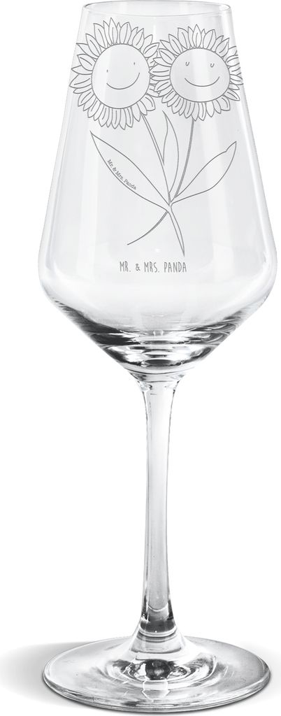 Mr. & Mrs. Panda Weinglas Blume Sonnenblume - Transparent - Geschenk, Best Friends, Garten, Vertrauen, wein glas, Weißweinkelch, Weißwein, Sonnen...