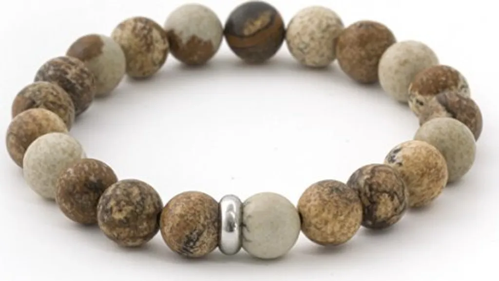 Bracciale Adventure MINK108 Pietra Lavica e Diaspro | 17cm Resistente