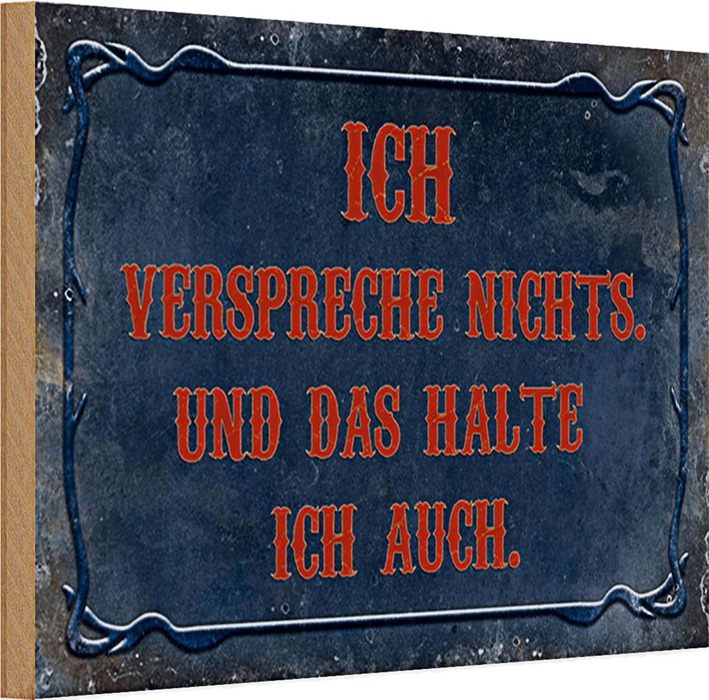 Holzschild Spruch 30x20cm verspreche nichts das halte auch