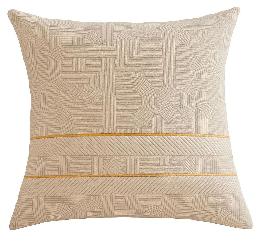 Dekorativer Kissenbezug mit goldener Paspel – Creme, eleganter Zierkissenbezug für Sofa und Bett