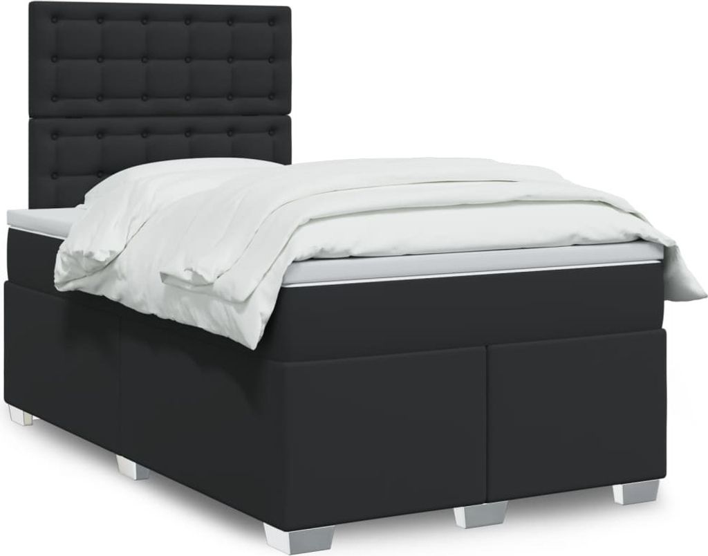 Maison Exclusive - Boxspringbett mit Matratze Schwarz 120x200 cm Kunstleder