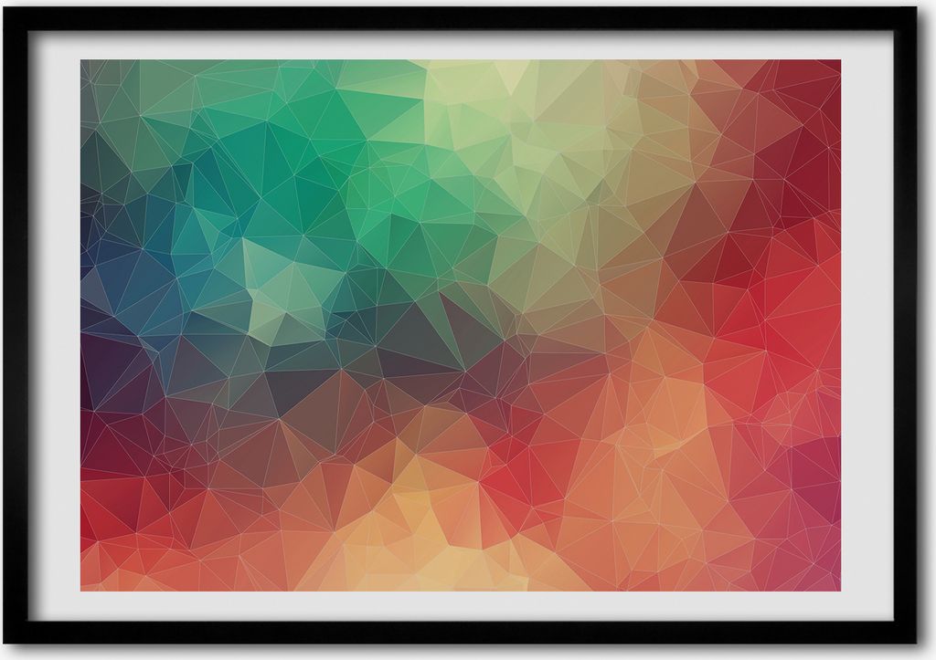 Bild - Bilder - Bilderrahmen - 70 cm x 50 cm - MDF-Rahmen, Wandkunst geometrischer Hintergrund