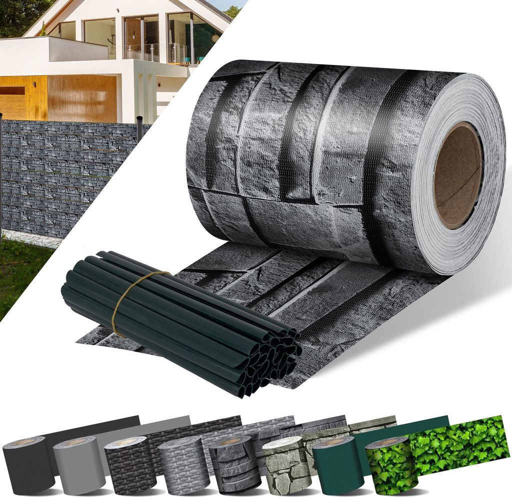 KESSER PVC Sichtschutzstreifen Sichtschutz Rolle Doppelstabmatten Zaun Blickdicht | Wetterfest und Windschutz | Zaunfolie Sichtschutz Garten Gart...