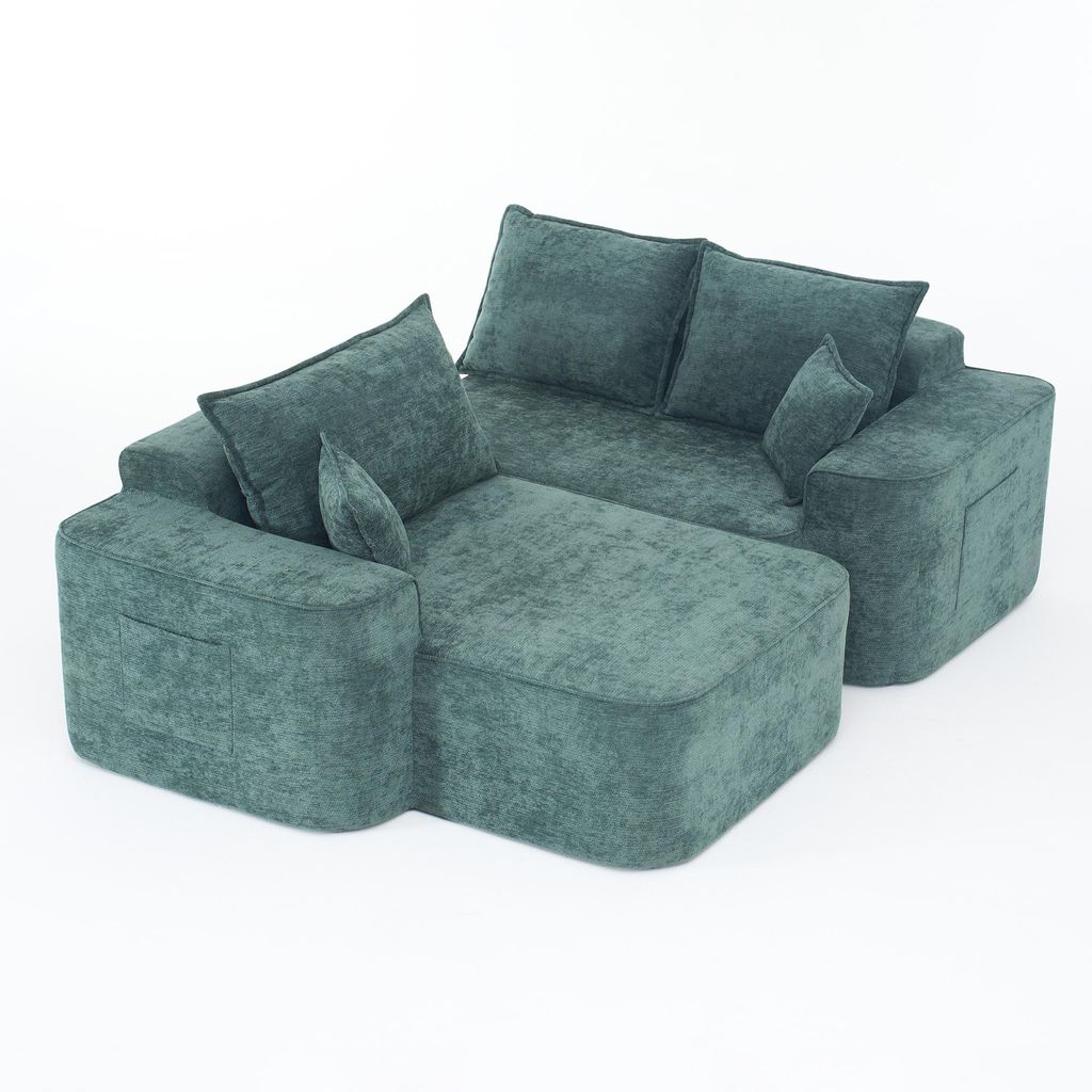 AIORBER L-Form Ecksofa ohne Montage, modulares Sofa mit Chaiselongue und XXL Tiefsitz, weiches Chenille Sofa für Wohnräume, Grün