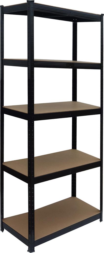 Relaxdays Schwerlastregal, HxBxT: 150 x 75 x 30 cm, 875 kg, 5 Ebenen, Lagerregal Keller, zum Stecken, schwarz/braun