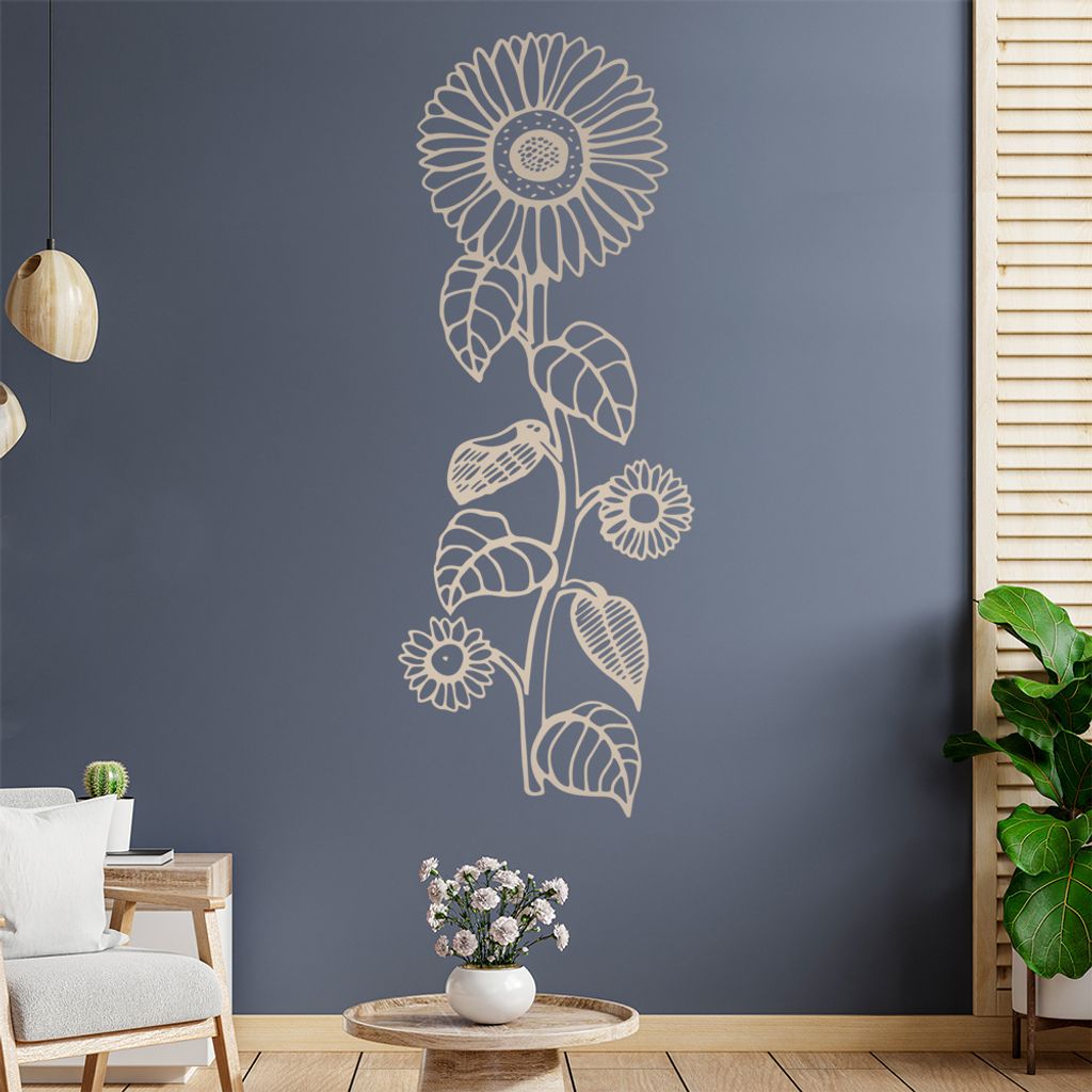 Sonnenblume - Pflanze Wandtattoo in 6 Größen - Wandaufkleber Wall Sticker - Dekoration, Küche, Wohnzimmer, Schlafzimmer, Badezimmer