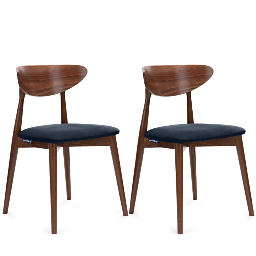 Konsimo Esszimmerstühle 2 St RABI Gestell aus Massivholz, Marineblau, Stoff/Holz, Scandinavian, 47x79x45 cm