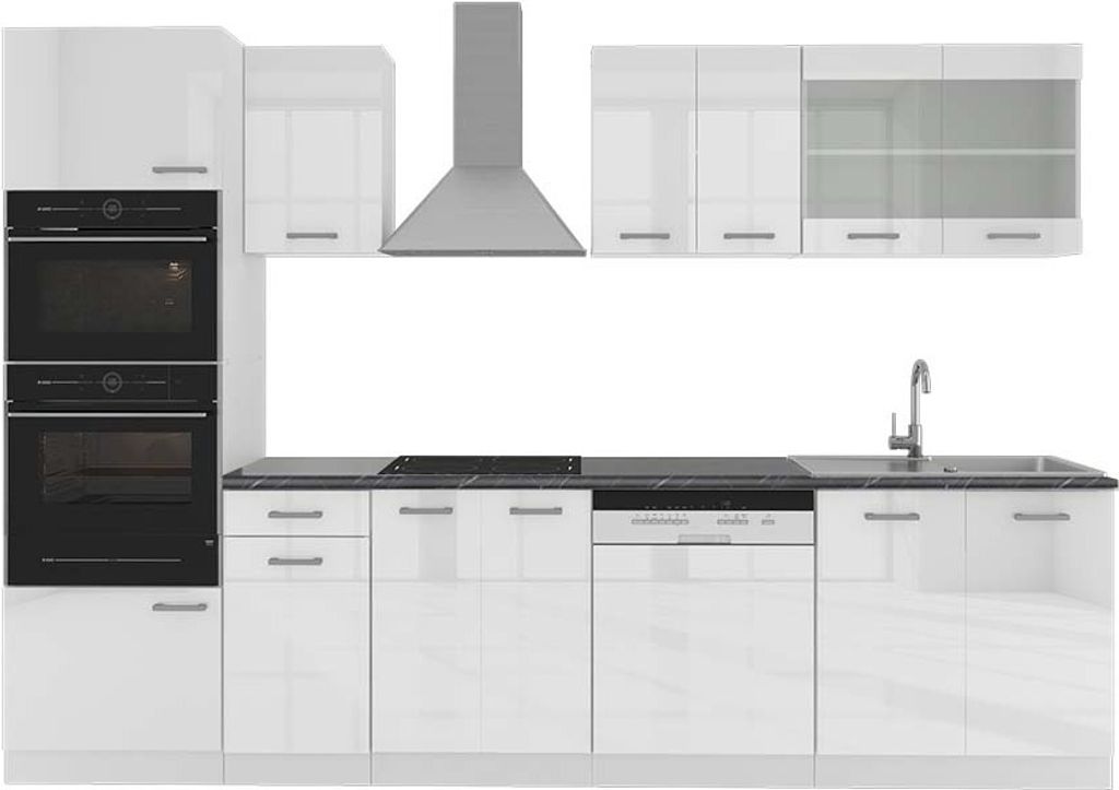 Küchenzeile Vicco R-Line Weiß Hochglanz 300 cm mit Produktbild 
