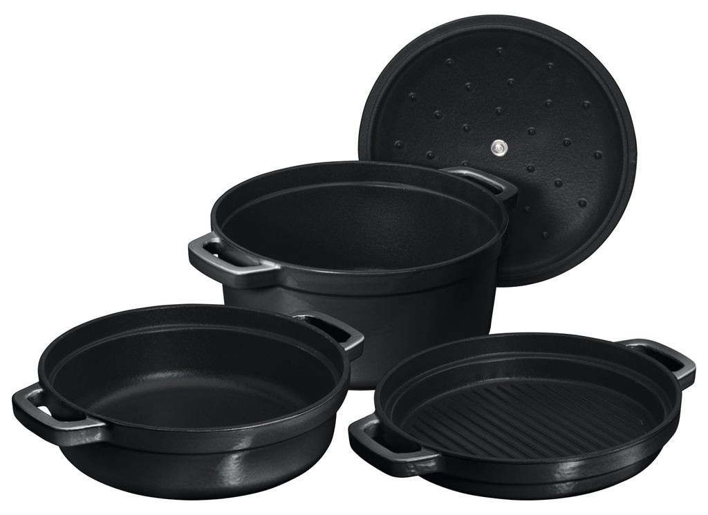 Chef Cuisine Gusseisernes Kochtopf- & Pfannenset, 3-tlg.