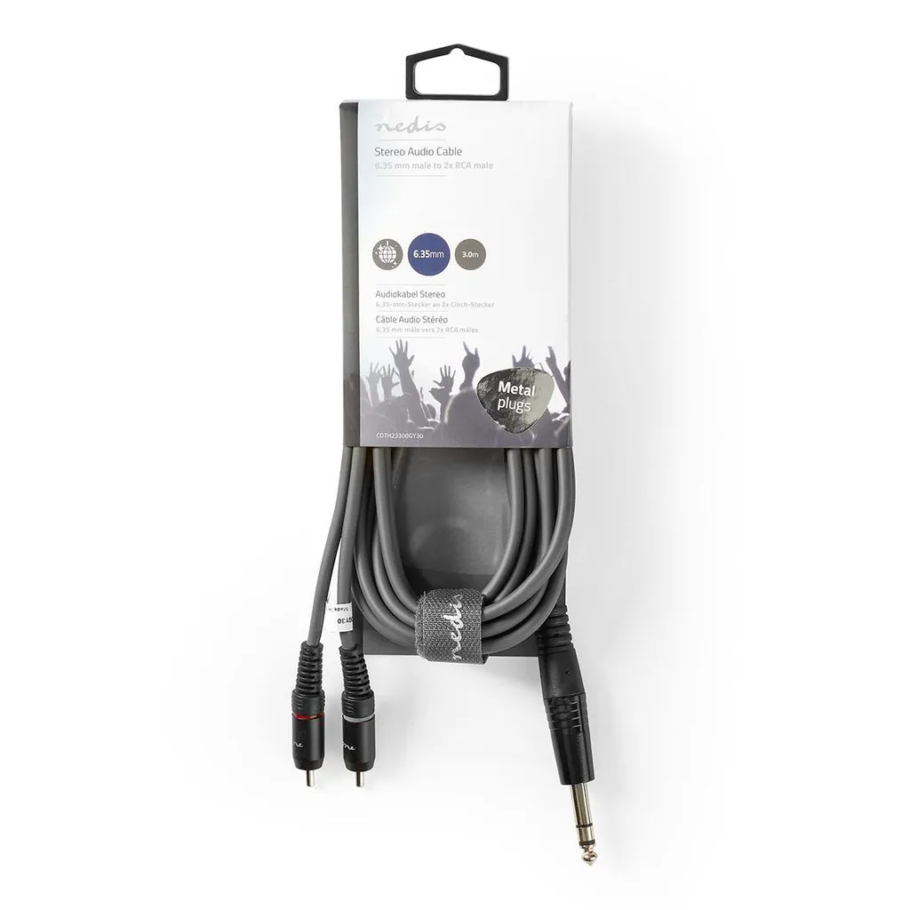 Cavo Audio Da 6,35 Mm A 2 RCA Maschio – Doppio TS A 2 RCA, 25 Cm, Per Amplificatori, Mixer E Hi-Fi