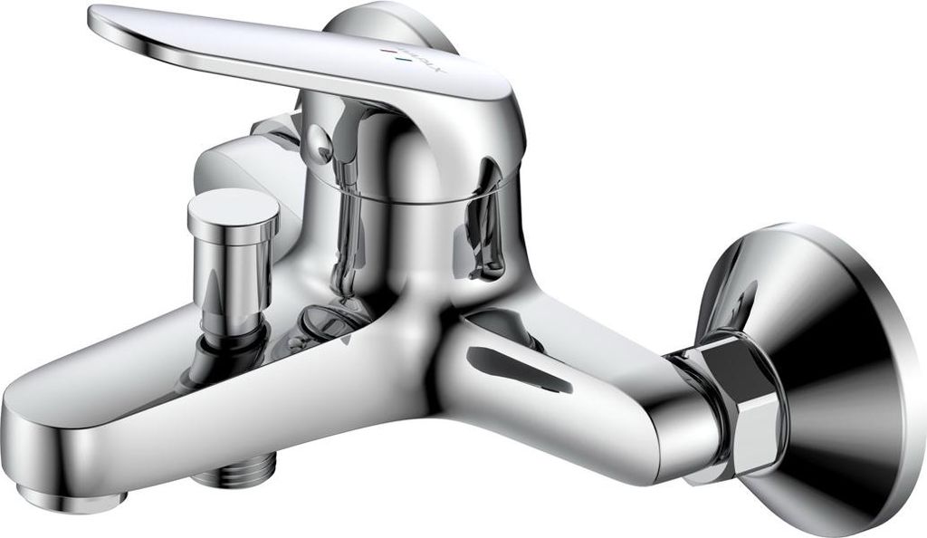 Avapax | Wandbadewanne - Chrom - Messing - Brauseumschalter - Kompakte Form