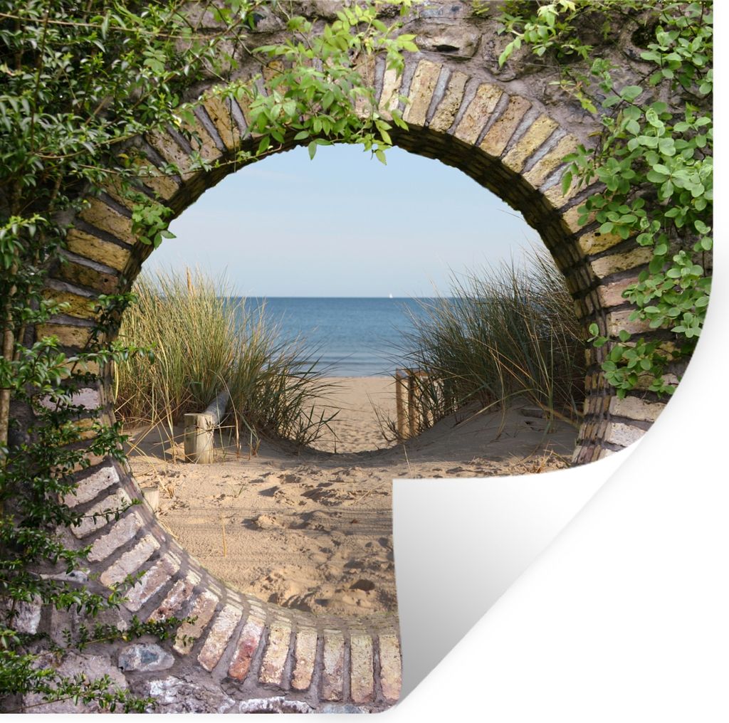 MuchoWow Wandtattoo Wandsticker Wandaufkleber Aussicht - Strand - Düne - Sommer 50x50 cm Selbstklebend und Repositionierbar - Selbstklebend - Fo...