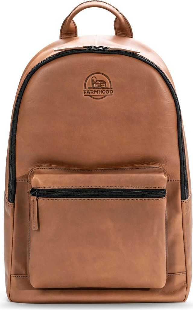 Farmhood Leder Freizeitrucksack Rucksack mit Laptopfach Nashville Backpack Brown 2 braun