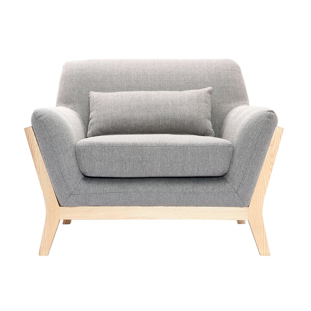 Miliboo - Design-Sessel Grau Holzbeine YOKO Produktbild 