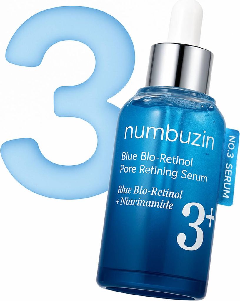 Numbuzin No.3 Blue Bio‐Retinol Pore Refining Serum 30ml – Porenverfeinerndes K‐Beauty Gesichtsserum mit 10% Niacinamide & 0,2% BHA