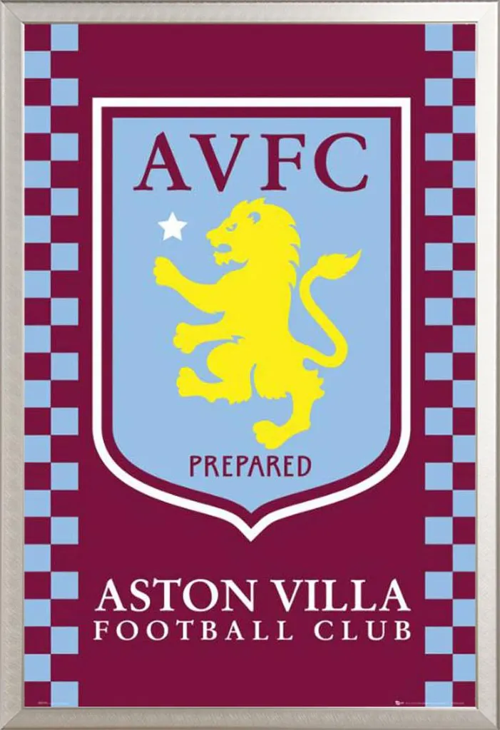 Poster Foot Aston Villa : Cadre Shinsuke Argenté Anti-Casse et Durable