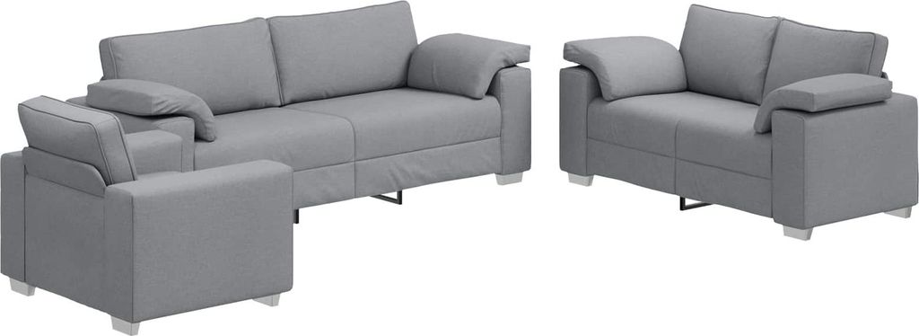 Sofa 3 pcs Hellgrau 219 x 80 x 82 cm Leinenmischgewebe