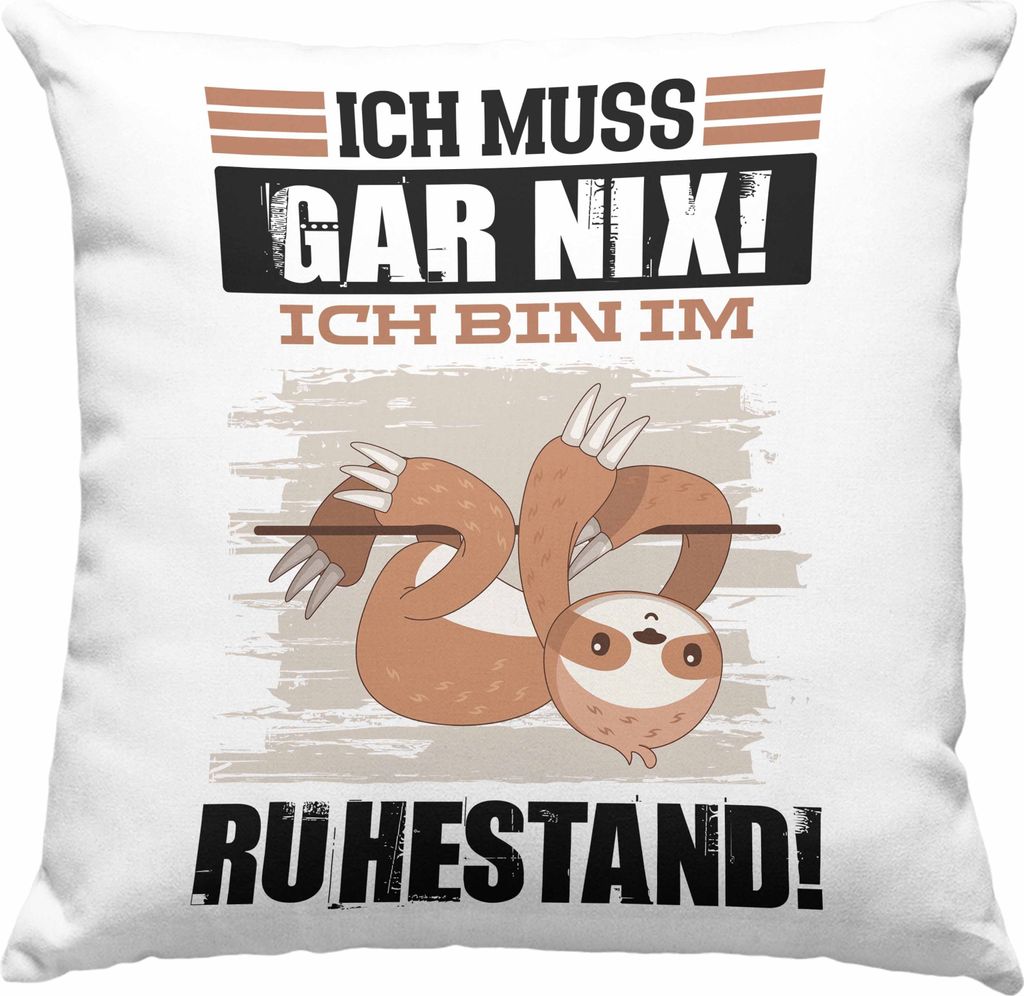 Trendation - Renter Deko-Kissen mit Füllung 40x40 Geschenk Ich Muss Gar Nix Ich Bin Im Ruhestand Renterin Rentner Geschenkidee Abschied Ruhestand ...