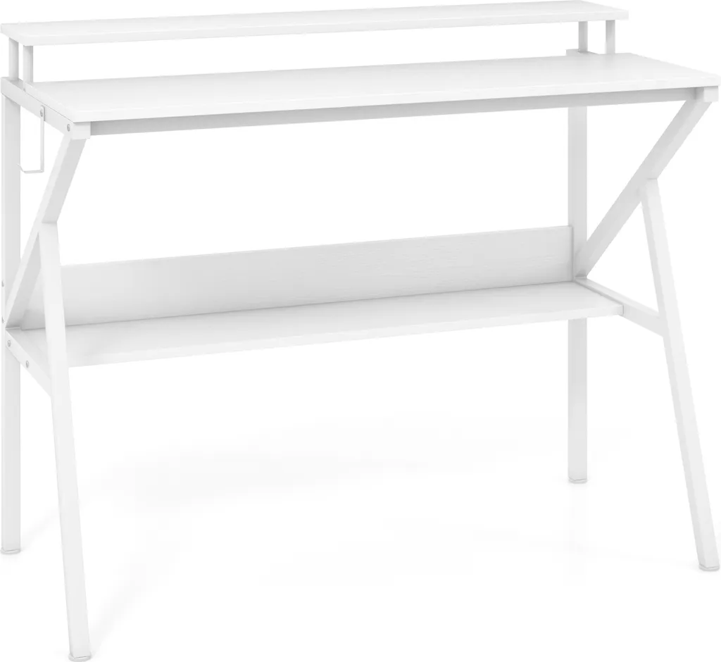 Table d'ordinateur 100x50cm pour petit espace - Bureau blanc avec rangements