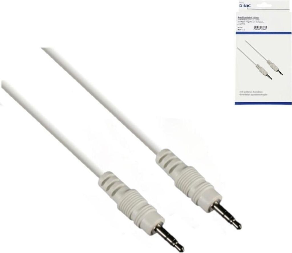 DINIC Audiokabel 3,5mm Stereoklinke Stecker auf Stecker, 0,50m , weiß 3.5 mm Klinkenkabel
