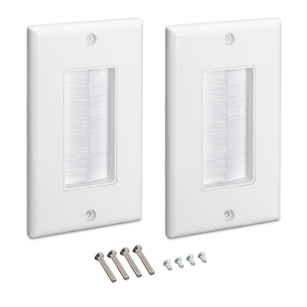 kwmobile 2x Blende Kabeldurchführung Unterputz mit Pinsel - Unterputzdose Deckel Abdeckung - Kabel Eintritt Austritt - Weiß-Weiß