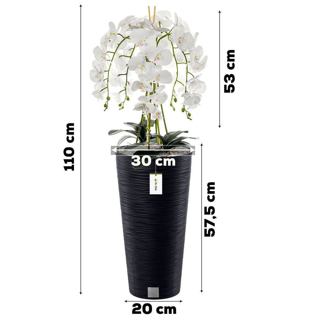 Briful Set di 3 orchidee artificiali in vaso di vetro, fiori finti in acqua sint