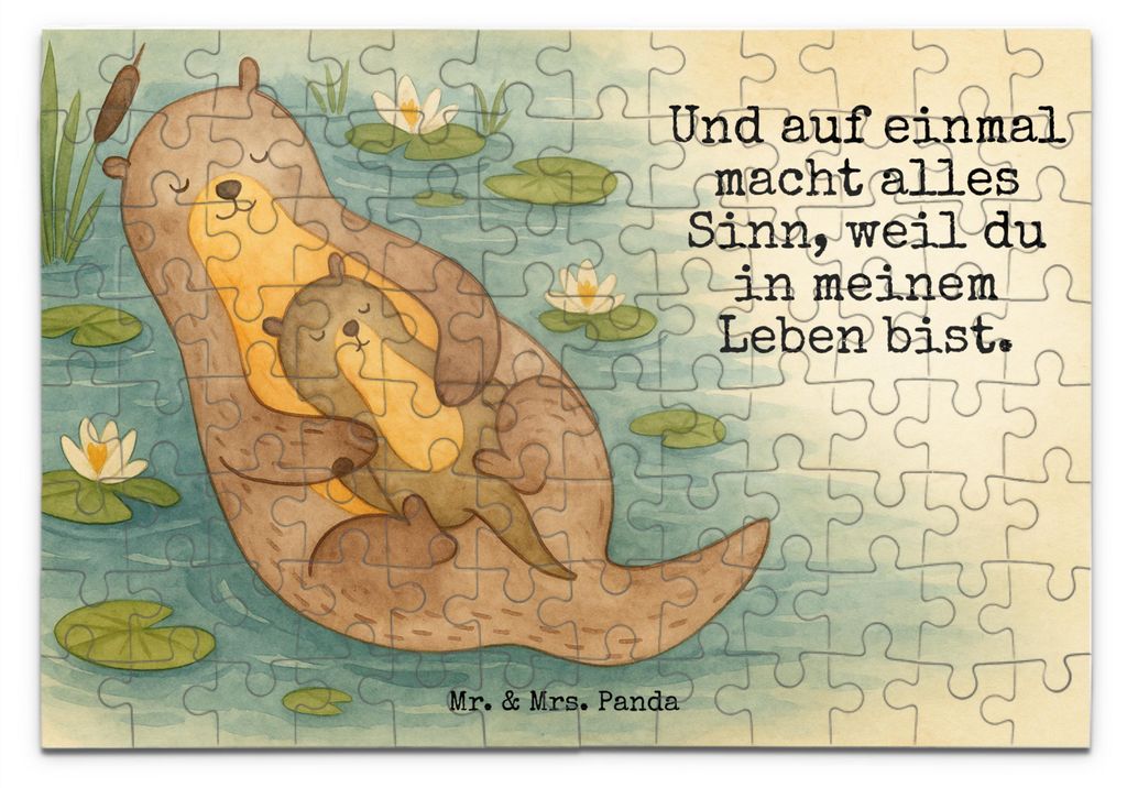 Mr. & Mrs. Panda Puzzle Otter Kind Design 96 Teile - Weiß - Geschenk, Familie, Baby, Geduldspiel, 500, Mutter, Puzzlespiel, 2000, 1000, Geburt, Mama