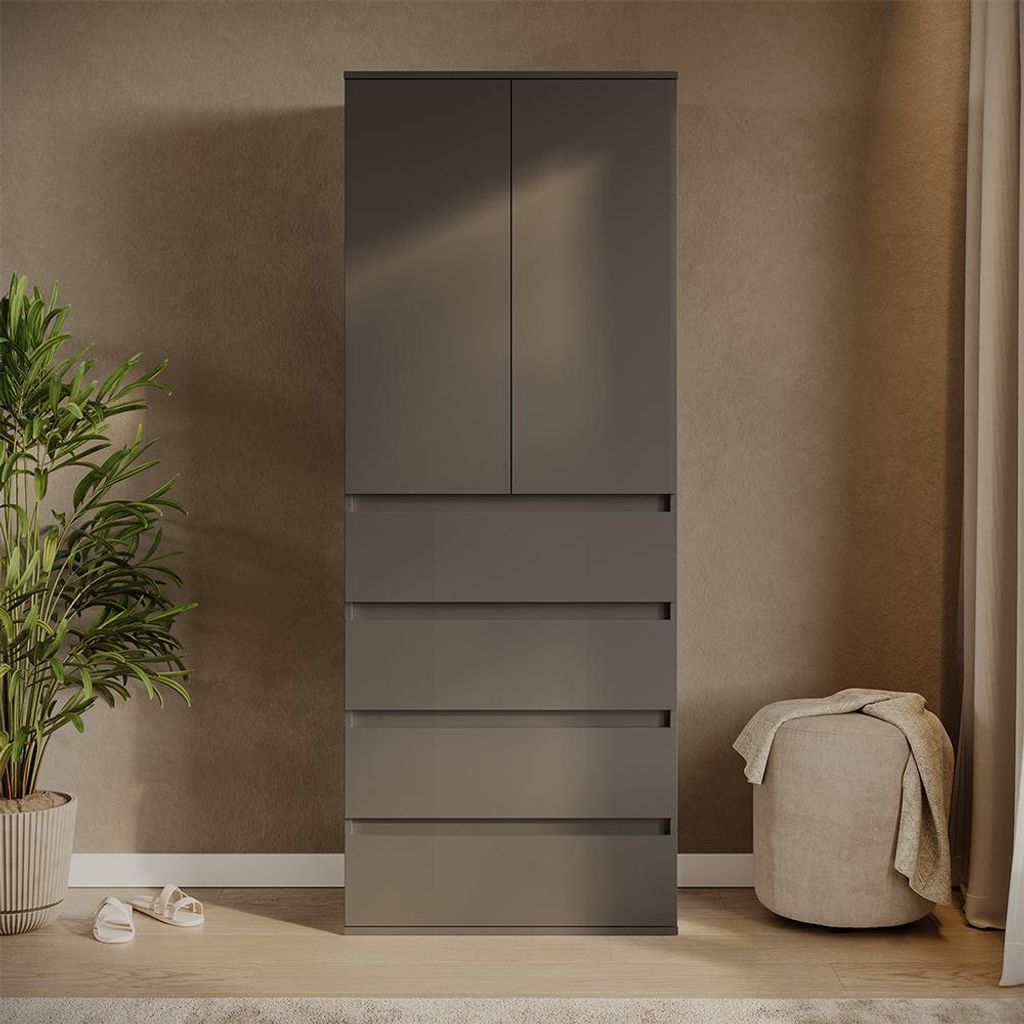 Kleiderschrank Vicco Claus Anthrazit 74 x 191.5 cm mit 4 Produktbild 