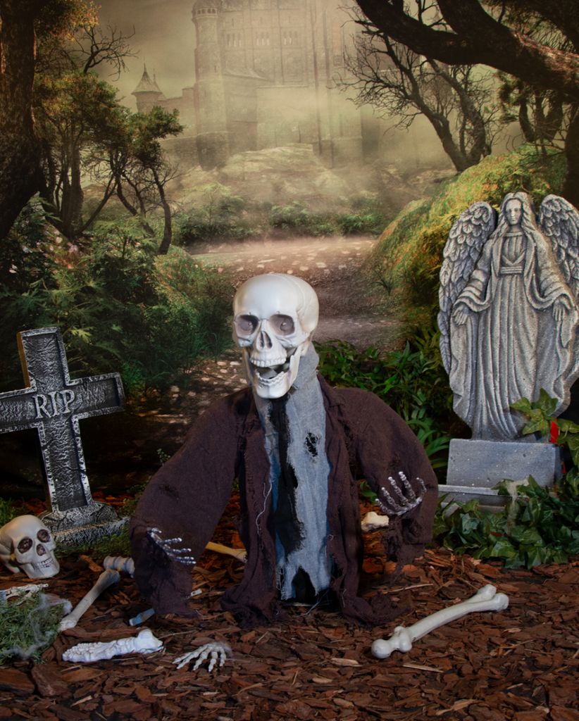 Unheimlicher Friedhofs Geist als Halloween Animatronic 70 cm