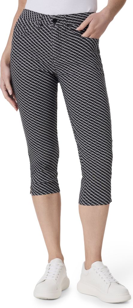 Stooker Women TAHITI PRINT Damen 7/8-Hose Capri Slim Fit 46 black graphic