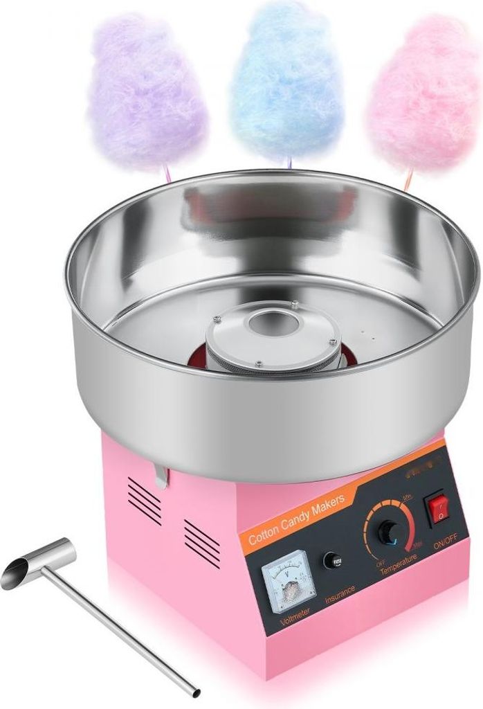 Elektrische Zuckerwattemaschine 1kW Kommerziell - Zuckerwattegeräte in Pink - Leistungsstarke Zuckerwatte-Maschine