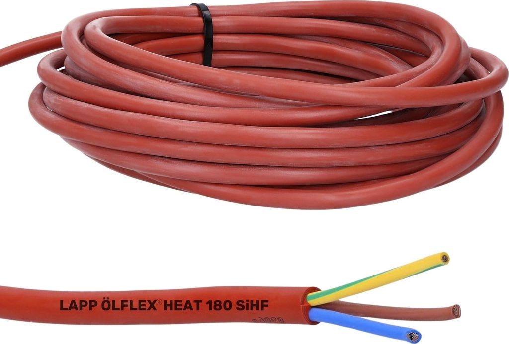 10 Meter Lapp 0046020 Ölflex Heat 180 Silikonkabel 3x2,5 I Silikonleitung 3G2,5 mm² I Saunaofen Kabel 10 m I SiHF Saunakabel 3 x 2,5 mm² mit gr...