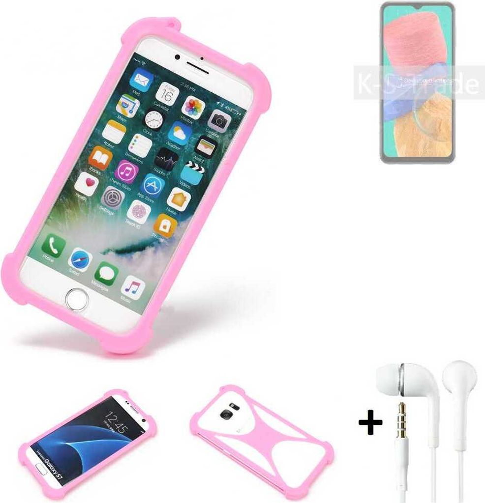 K-S-Trade Bumper + Kopfhörer kompatibel mit Samsung Galaxy M33 5G Handy Hülle Schutzhülle Silikon Schutz Hülle Cover Case Silikoncase