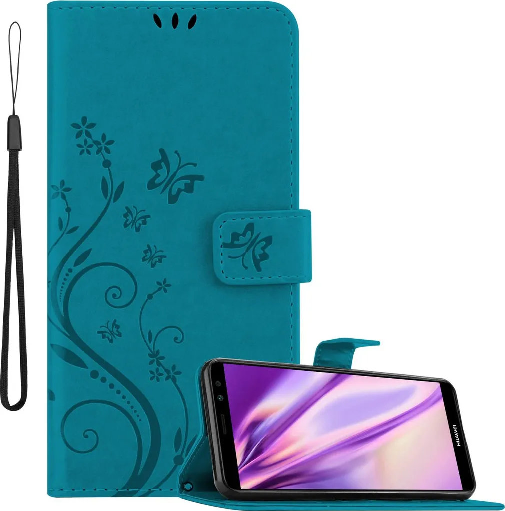 Cadorabo cover per Huawei MATE 10 LITE cover protettiva in blu cover protettiva cover telefono cellulare cover fiori custodia fiore