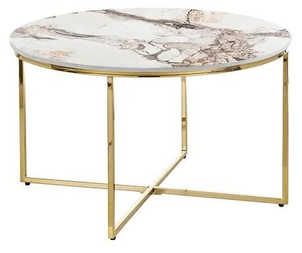 Couchtisch modern Wohnzimmermöbel minimalistische Metalltischplatte Beige Neu