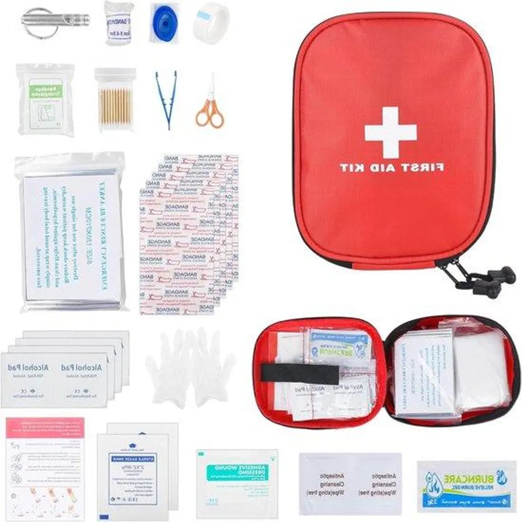 Petite trousse de secours 46 pièces avec étui rigide et matériel de survie