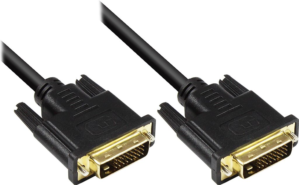 Anschlusskabel DVI-D 24+1 Stecker an Stecker, vergoldete Kontakte, schwarz, 7,5m, Good Connections