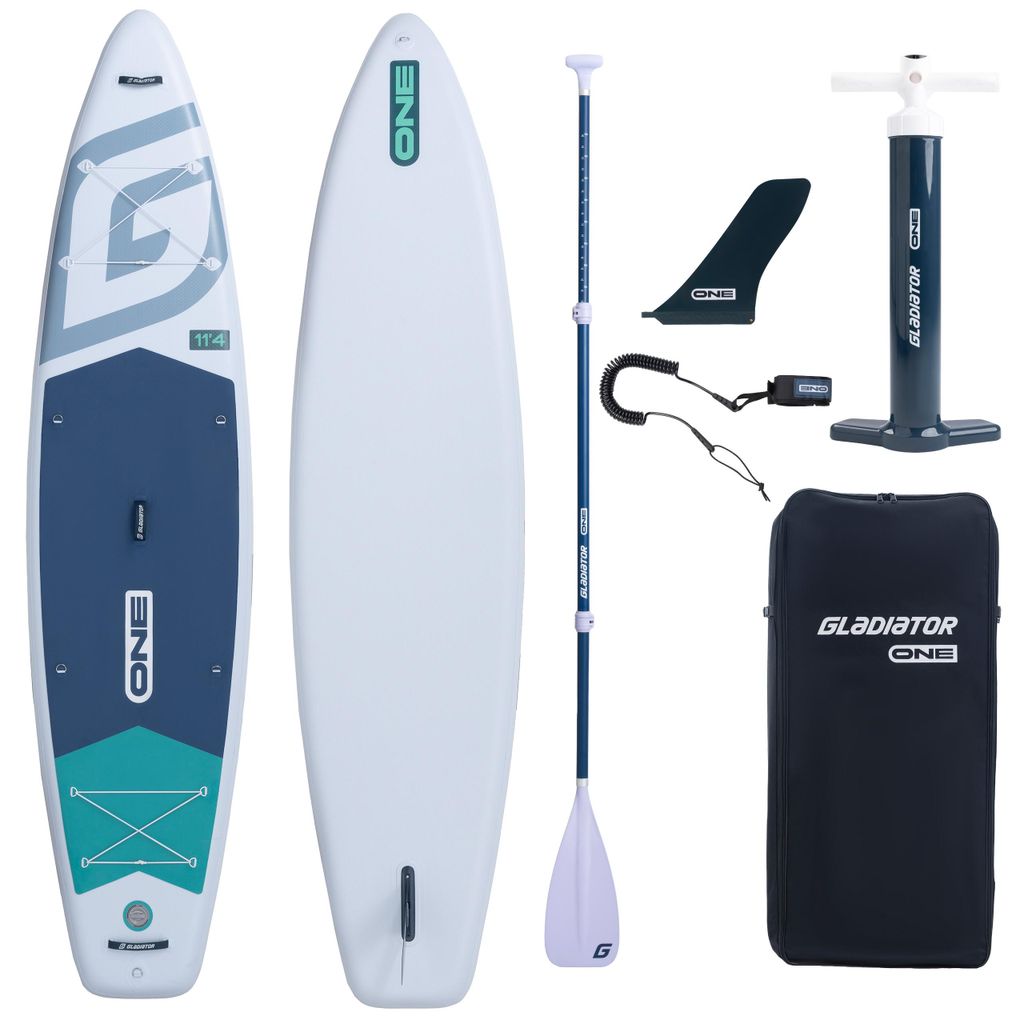 Gladiator ONE 11'4 SUP Board Touring White 2026 aufblasbar Komplettset