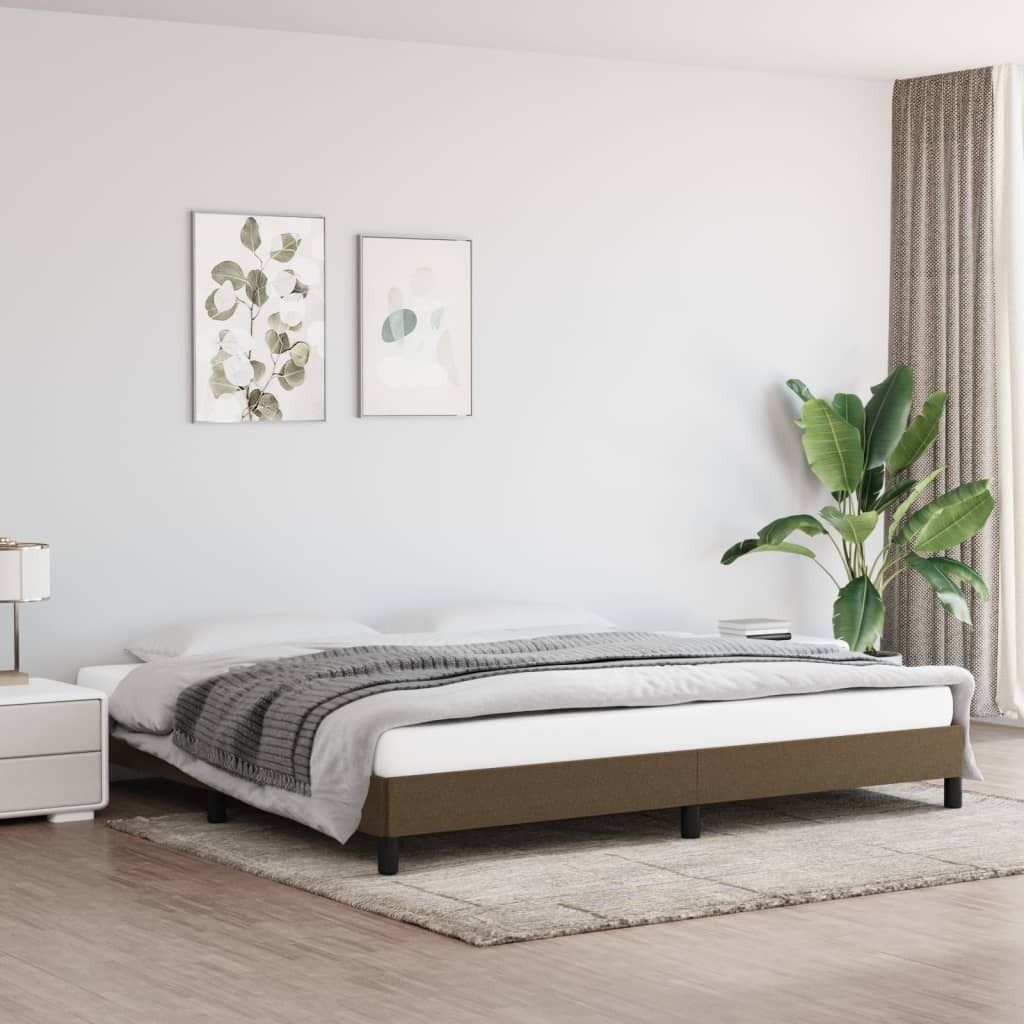 The Living Store Bettgestell Dunkelbraun 200x200 cm Stoff