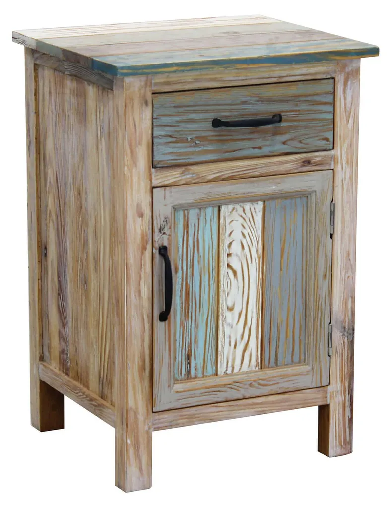 Meuble d'intérieur 1 tiroir 1 porte en bois vieilli multicolore VINTA