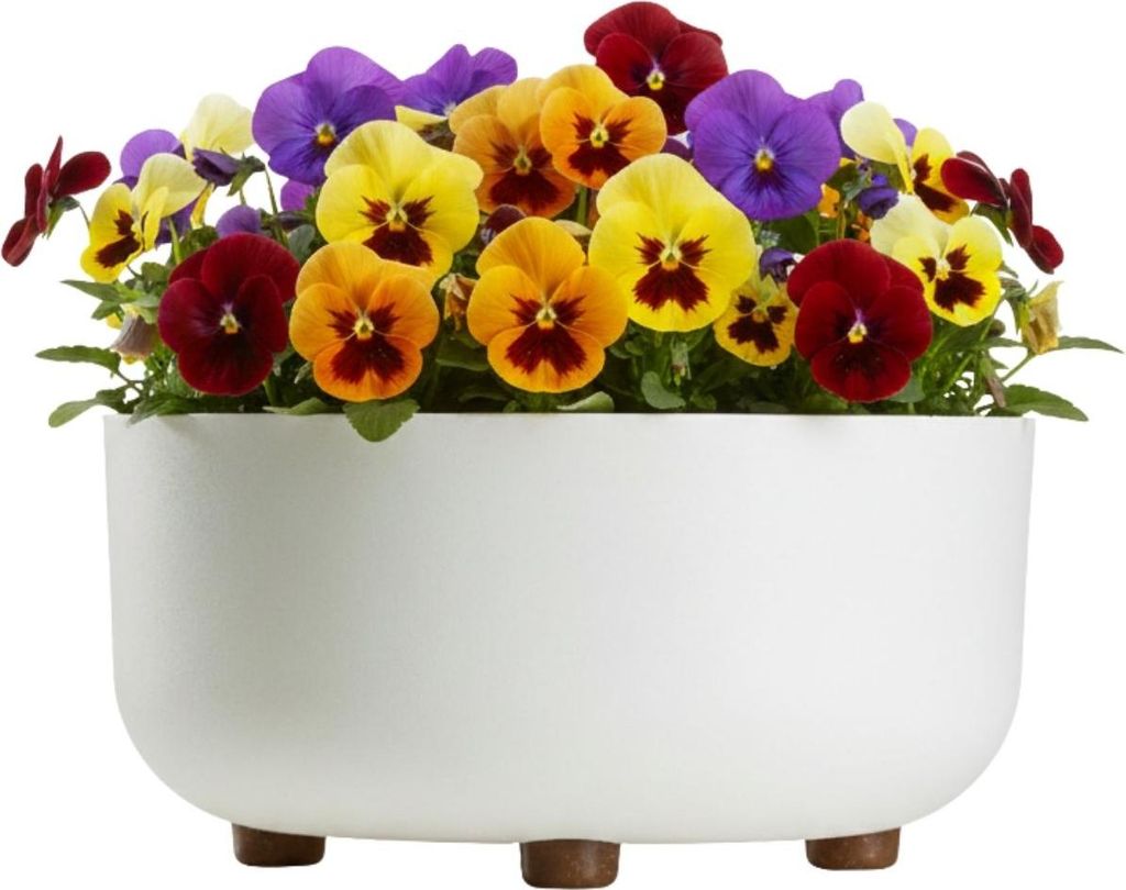 HowHomely | Blumentopf - Pflanzgefäß - weiß - 14 x 29 cm - aus Recyclingmaterial - Pflanzkübel – mit Füßen